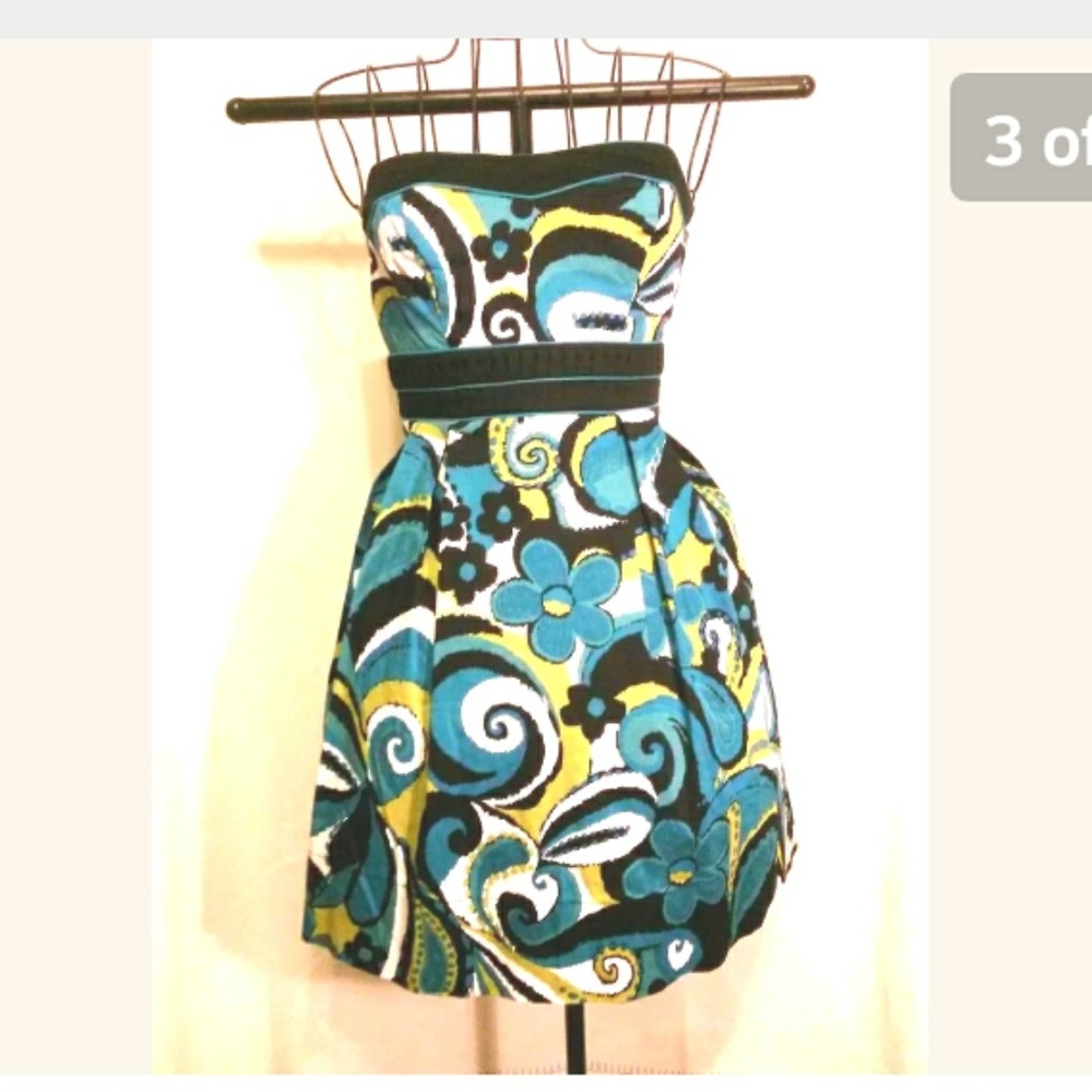 Colorful Strapless Mini Dress Small